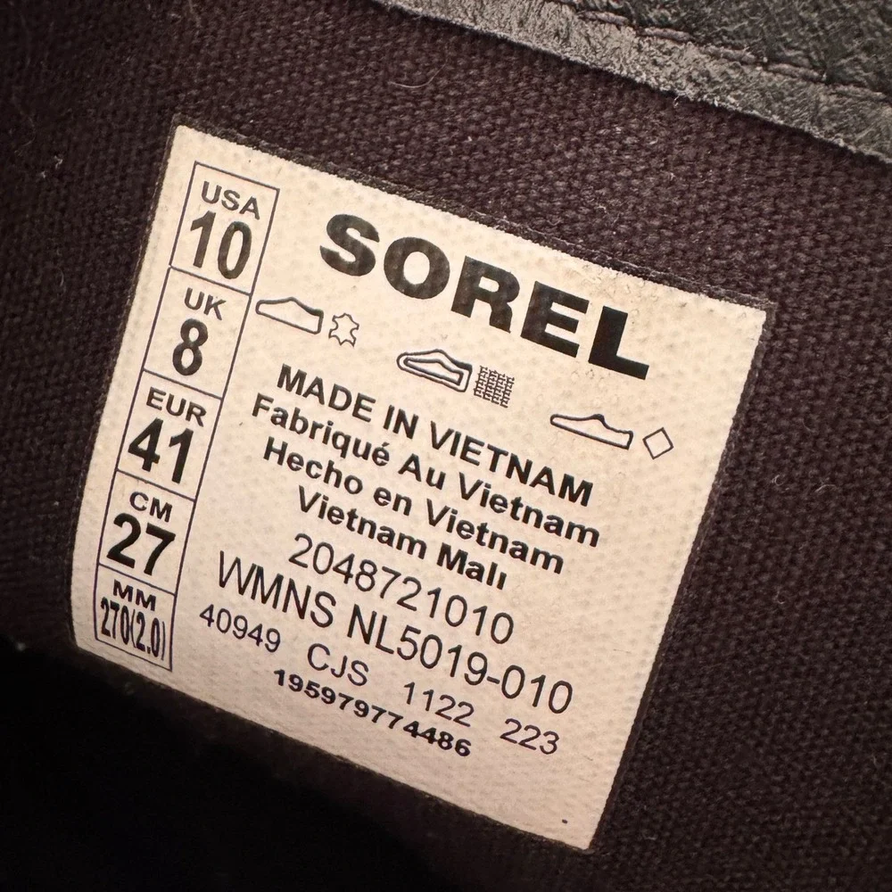 Sorel Emelie‎ III Zip Waterproof Leather Ankle Boots Black Lug Sole Chelsea